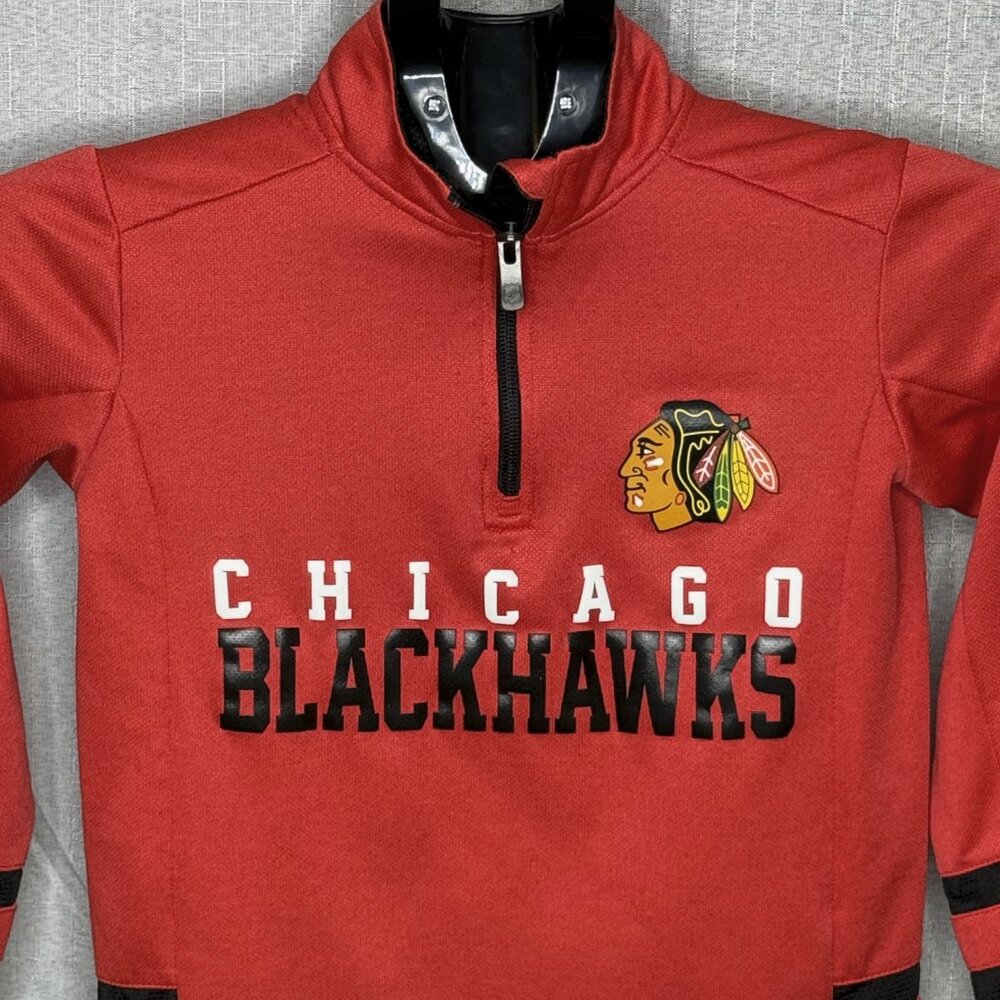 NHL - Chicago Blackhawks - Boys Long Sleeve Quarter Zip Shirt - Size Youth Large